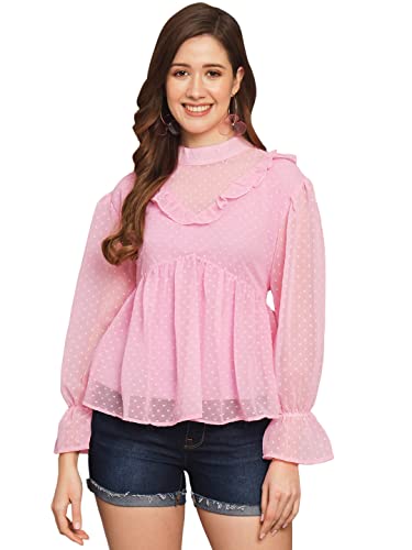 Image of FUNDAY FASHION Casual Cuffed Sleeves Solid Women Regular Fit Boota Top