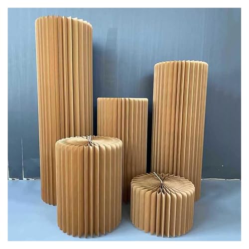Piédestal cylindrique en carton marron pliable diamètre 40cm pour buffet de mariage