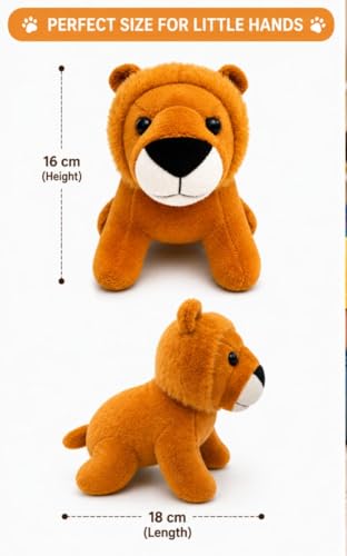 Image of Cute Lion Soft Toy for Kids, Ultra Soft Plush Stuffed Animal Toy, Huggable Cuddly Teddy for Boys & Girls, Birthday Gift, Home Decor, Brown Lion Plush 18 cm