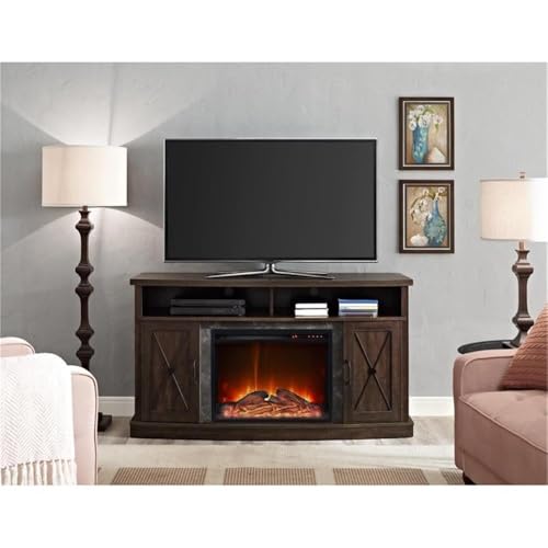 Image of Ameriwood Home Barrow Creek Electric Fireplace TV Stand for TVs up to 60 inch, Espresso