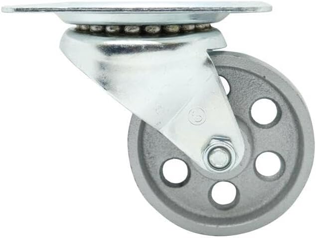 Shepherd Hardware 9782 4-Inch Cast Iron Swivel Plate Caster, 500-lb Load Capacity,Silver