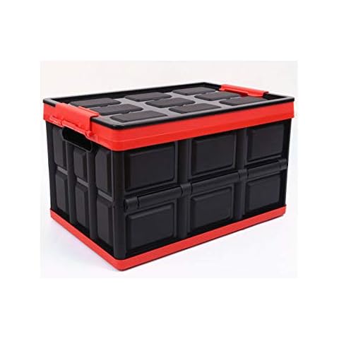 KINGCAV Plastic Collapsible Storage Box 55L Versatile Storage Bins with Snap-on Lid Collapsible Crate Trunk Organizers Waterproof Bag Collapsible Bin for Camping Grocies,Fishing, Garden Storage Cover
