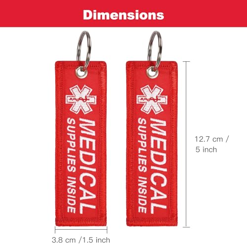 MEDMAX Medical Supplies Inside Luggage Tag 2 Pack, Double Sided Emergency Medical Alert Keychain Tags for CPAP Respiratory Equipment, Diabetes, Allergy Bag - Thumbnail 2