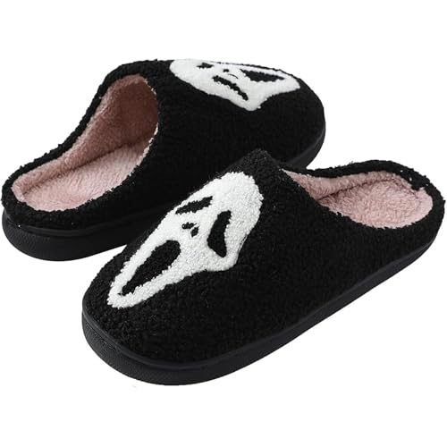 Halloween Slippers for Women Men, Cozy Retro House Shoes – Comfy Slip-On Indoor Outdoor Slippers with Anti-Skid Sole for Winter & Holiday Wear2