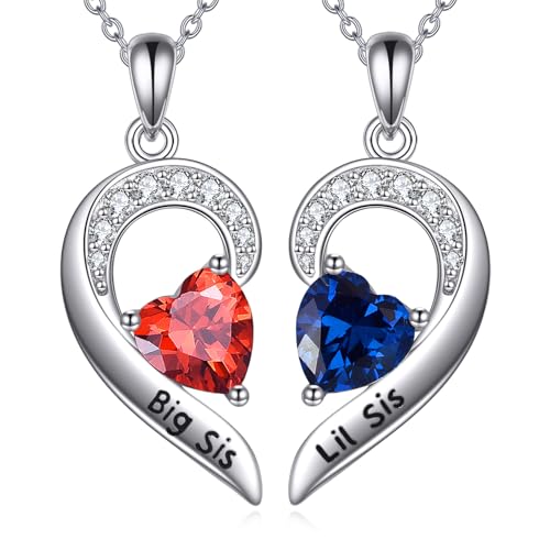 2pcs Sister Necklaces 925 Sterling Silver Good Friends Pendant Heart Jewelry Gifts for Women Friend Sister