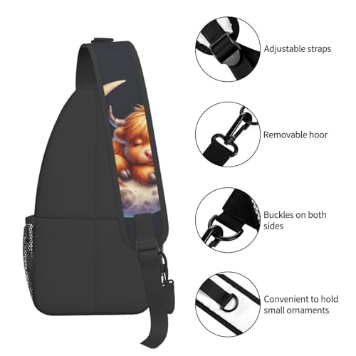 Dreamy Cow on the Moon Cross Chest Bag Large Capacity Bag Travel Hiking Crossbody Bag Daypack for Women Men4
