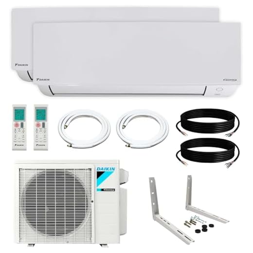 Daikin 2-Zone (12,000 BTU +12,000 BTU) CIRRA Series Mini Split Air Conditioner Heat Pump System with Maxwell 15 ft. Installation Kit and Wall Bracket