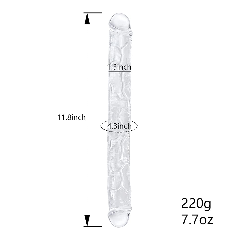 13 Inch Double Ended Realistic Dildo Flexible Clear Dildos Long Dong for Double Sided Lesbian Anal Play G-spot Stimulator Sex Toys for Women Men Couple: 11.8*1.3 Inch