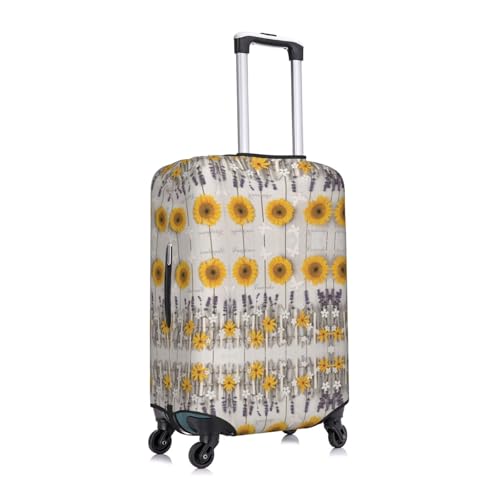 Sunflowers On Wooden Print Luggage Suitcase Cover Protector Luggage Washable Covers With Concealed Zipper3