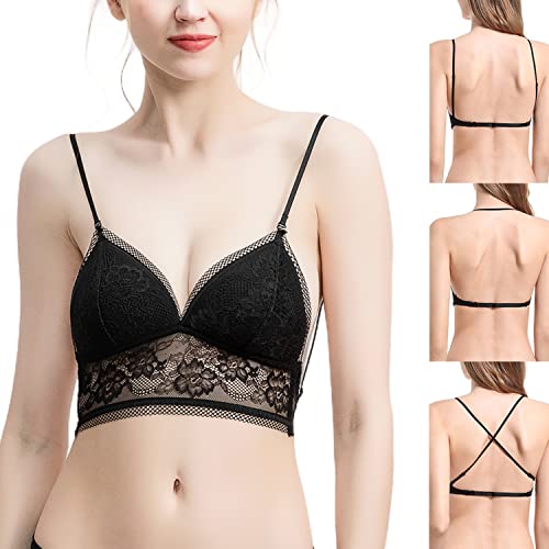Mosestons sans Soutien-Gorge à Armatures Femme,Dentelle Dos Nu/Push-Up/T-Shirt Bustier sans Couture,3 Couleurs S-XL Cover