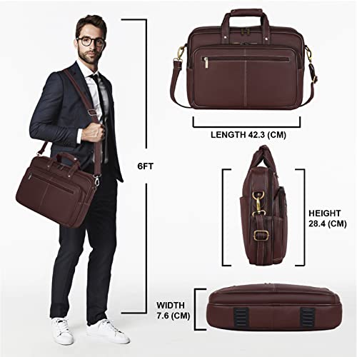 Image of WildHorn Classic Leather 15 inch Laptop Messenger Bag for Men I Office Bags I Travel Bags I Carry Handles with Adjustable Strap I DIMENSION: L- 15.5 inch H-11.5 inch W- 3.5 inch