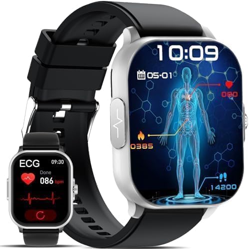 Nuevo Reloj Inteligent Hombre Mujer 𝐄𝐂𝐆+𝐇𝐑𝐕 con Ácido Úrico/Lípidos,Presιón Arterιαl/Sueño/SPΘ2/24/7 Pulsómetro,2.01'Smartwatch salud con DIY Esfera Pulsera Actividad para Android iOS IP67