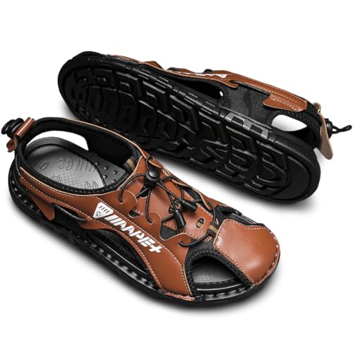 Mens Sandals Slippers Leather Closed Toe Athletic Sport Sandals Shoes3
