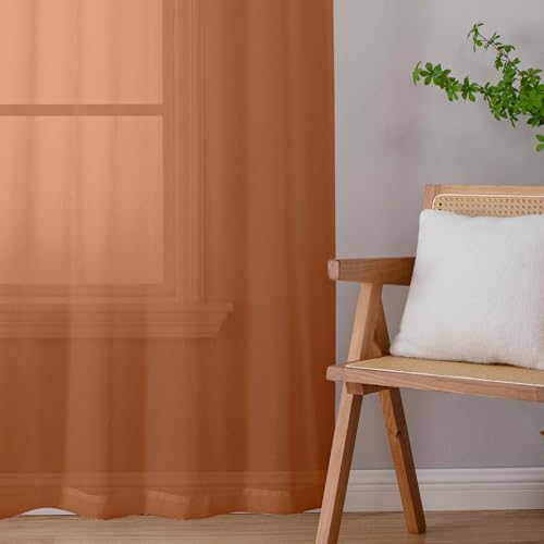 Chyhomenyc Transparente Vorhänge, 244 cm lang, 2 Stoffbahnen, lichtfilternd, weich, luftig, solide, elegant, Voile, Fensterbehandlungsvorhänge für Schlafzimmer, Wohnzimmer, Hochzeit, Party,