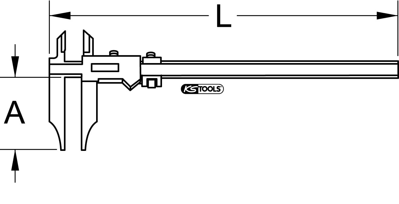 KS Tools 300.0559 Werkstatt-Messschieber ohne Spitzen digital, 0-300mm, Farbe
