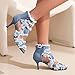Bapolee Women's Open Toe Denim High Heeled Sandals Fashion Comfortable Ankle Strap Stiletto Shoes,12