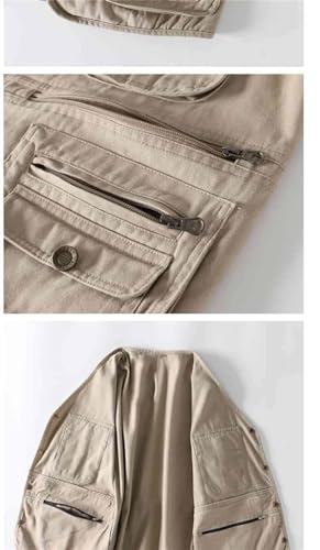 Dvbfufv Men Plus Size Multi Pocket Waistcoat Cargo Vest Summer Mens Casual Sleeveless Vest Military Jacket3