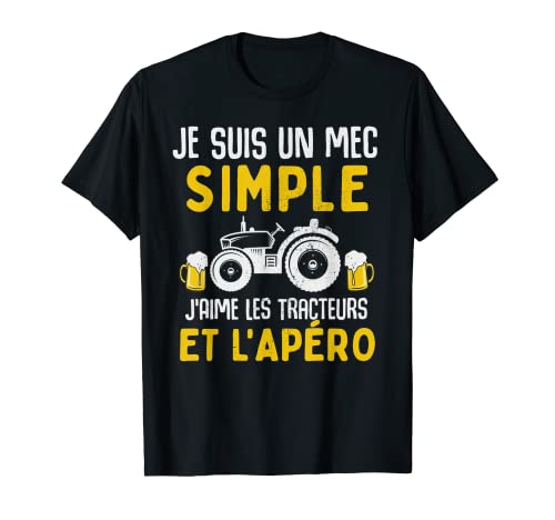 Homme Tracteur agricole agriculteur cadeau fan tracteur mec apéro T-Shirt