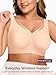 Yisfo Wireless Bras for Women, B–D Cups, Everyday Light Support, W-Shaped Jelly Support, Side-Smoothing U-Back, Wide Straps (Beige,XL)