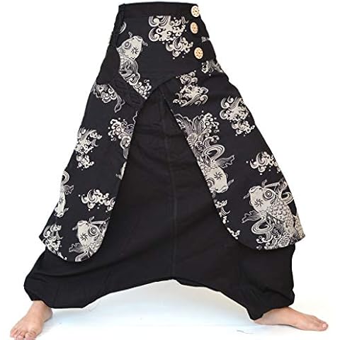 SHC Pantalones Harem Mujer Hombre Pantalones Bohemian Hippie Cover