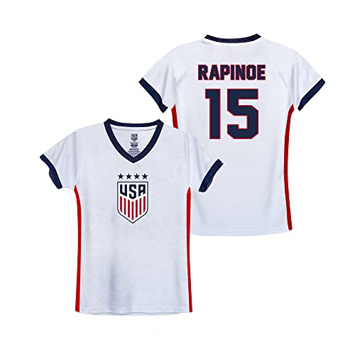 Icon Sports U.S.Women Soccer Game Day Tee - Officially Licensed Unisex Youth Short Sleeve T-Shirt 81 White Red Megan Rapinoe M