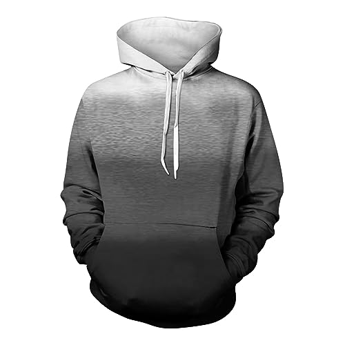 Ymosrh Men's Causal Hoodies, Long Sleeve Gradient Color Pullover Hooded Sweatshirts with Pocket, M-4XL
