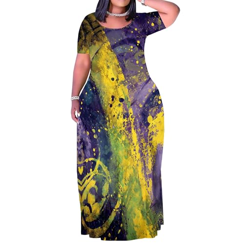 Image of SUZONANA Plus Size Dresses for Women Summer Casual Maxi Dress Short Sleeve Loose Vacation Dress