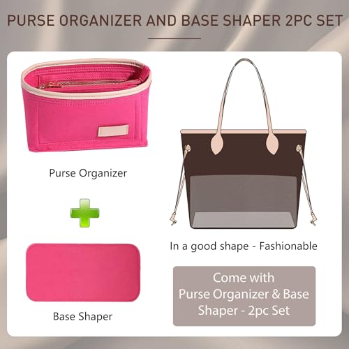 Image of Doxo Purse Organizer Insert, Bag Organizer for Tote & Purse, Bag in Bag, Perfect for Speedy 25 Neverfull PM and More(Rose-M)