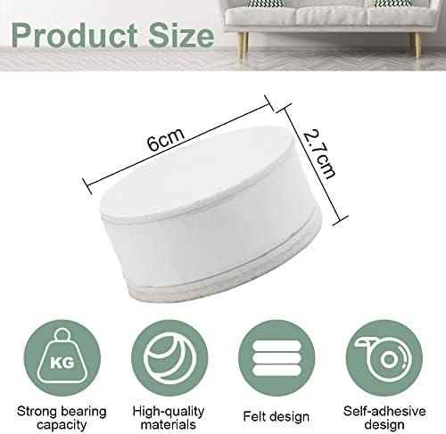 BUZIFU 4Pcs Lift Furniture Risers 6 cm Diameter White Furniture Feet Carbon Steel Bed Risers Desk Riser Blocks Self-Adhesive Heavy Duty Furniture Raisers Adds 3 cm Height to Beds Sofas Cabinets