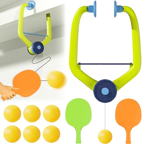 Atuoxing Set da Ping Pong da Porta, 9 Pezzi Gioco da PingPong con Telaio della Porta, Allenatore da Ping-Pong Sospeso per Bambini Adulti