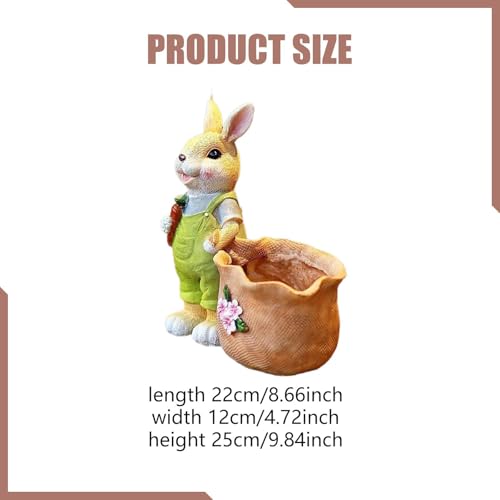 Pot de fleur lapin en résine jaune : petit cache-pot pour plante intérieure - 4