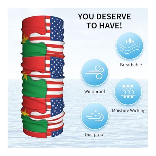 Neck Gaiter Burkina Faso People Of Burkina Faso And American Flag Usa Friendship Face Mask Bandana Rave Face Cover Scarf Mask Balaclava Headband Head Wrap Sports Headwear Outdoors For Men Women4