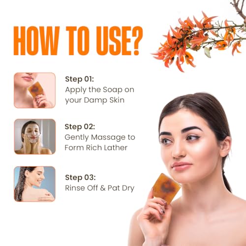 Image of Shatras Ayurvedic Handmade Palash (Kesuda) Pure Divine Bathing Soap, Moisturize and Nourish the Skin, Summer Special, Paraben-Sulphate Free, Bathing Soap for Men Women-(Pack Of-3)