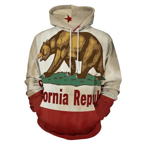 Sweat-shirt a capuche a manches longues imprimé 3D pull motif Californie vintage