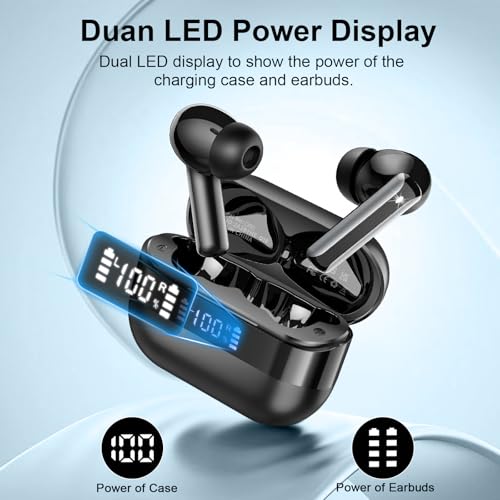 Image of Wireless Earbuds, Bluetooth 5.4 Headphones HiFi Stereo, Bluetooth Earbuds with 4 ENC Mics, 48H Playtime Wireless Ear buds with LED Display, IP7 Waterproof Bluetooth Earphones for Android iOS Black