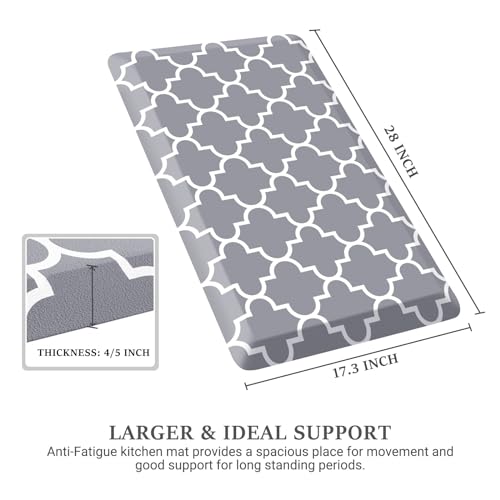 WISELIFE Anti Fatigue Floor Mat - 4/5 Inch Kitchen Mat Non Slip Waterproof Heavy Duty Ergonomic Comfort Mat Durable for Home, Office, Sink, Laundry,(17.3