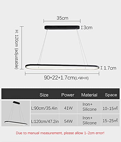 Lampe suspendue LED dimmable noire avec télécommande pour éclairage de table à manger