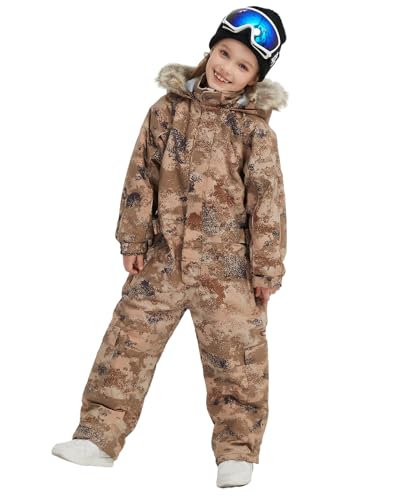 Image of Kids Girls Boys Waterproof Colorful One Piece Snowsuits Coveralls Ski Suits Jackets Winter Jumpsuits