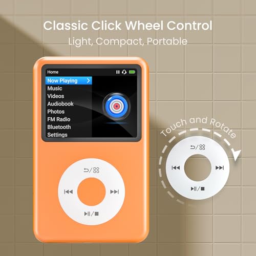 Image of Mp3 Player with Bluetooth Y1 Portable Music Digital Players Supports Playlist Audiobook Video Nice Gadget for Kids Orange