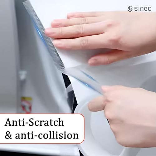 Image of SIAGO Premium Carbon Fiber Car Sticker | 5M Door Sill Protector & Entry Guard Strip | Anti-Scratch PVC Tape for Bumper & Scuff Plate Protection | White (SIA201)