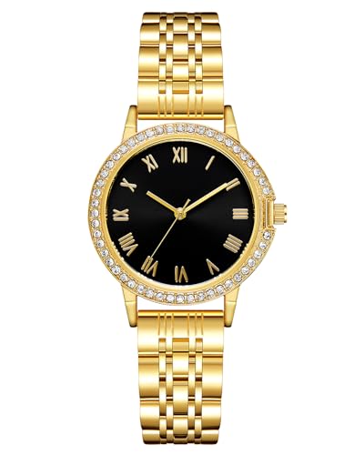 CIVO Edelstahl Armbanduhr Damen Wasserdicht Elegant Damenuhr Diamant Klassische Analog Damenkleiduhren Quarzuhr für Frauen Vintage Casual