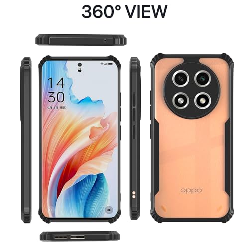 Image of Pikkme Oppo A2 Pro 5G Back Cover | Crystal Clear Transparent Back | Ultra Hyrbid | Full Camera Protection | Raised Edge | Bumper Back Case (Black)