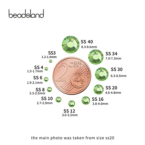 Image of Beadsland Flat Back Crystal Rhinestones,Light Green, SS20, 1440pcs