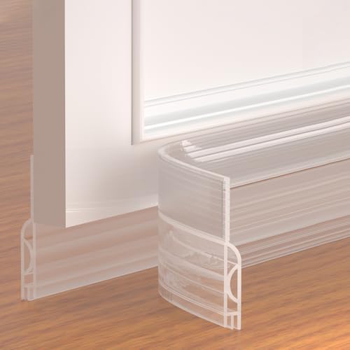 Image of Door Draft Stopper, Adjustable Door Sweep, Silicone Weather Stripping, Under Door Gap Filler, Transparent, 39 inch