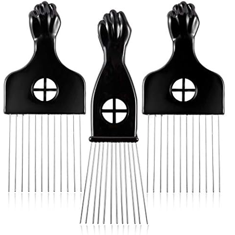 3 Pack CAREHOOD Metal Afro Lift Comb - Wide Tooth for Men's and Women's Curly/Textured Hair, Detangling Tool for Wigs, Braids, and Styling Cover