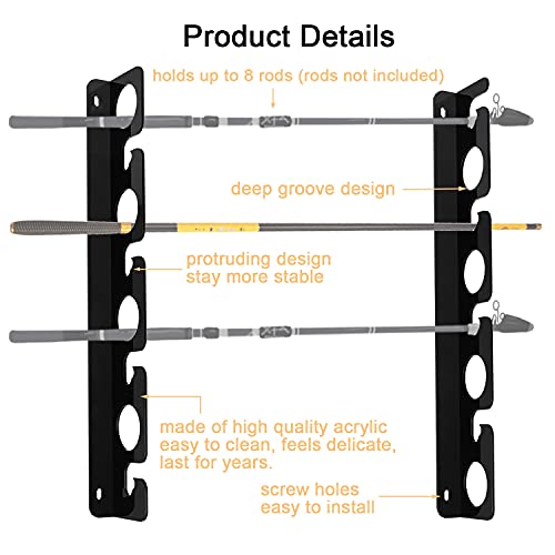 Wdwlbsm 2 Pair 16 Rods Acrylic Fishing Rod Holder Wall Mount, Horizontal Ceiling Mount Fishing Pole Rack, Overhead Hanger Storage Organizer For Garage,Boat,Basement,Cabin,Store #TOP3