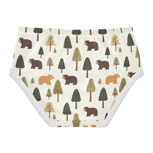 ZZKKO Forest Tree Brown Bear Girls Underwear Toddler Panties for Girls Comfort Brief Size 2T-8Y2