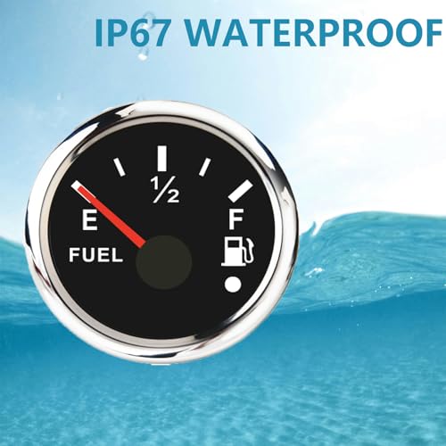 Geloo Tankanzeige, 52 mm Kraftstoffstandsanzeige wasserdicht digitale Tankgeber 0–190 Ohm mit Alarmlicht für Auto Boot Yacht LKW