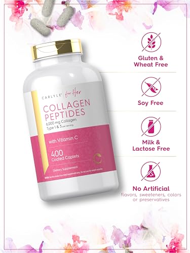 Carlyle Collagen Peptides 6000mg | 400 Caplets | with Vitamin C | Type 1 and 3 | Non-GMO, Gluten Free, Grass Fed Supplement - Image 6