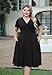 Nemidor Plus Size Dresses for Curvy Women Casual Summer V Neck Short Sleeve Midi Cocktail Vintage Dress with Pocket(073,16,Black)